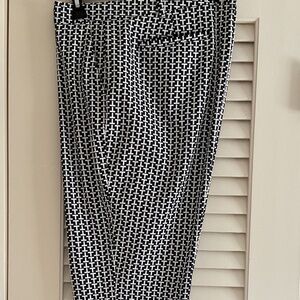 TORY BURCH SPORT NAVY BLUE/WHITE LOGO ANKLE LENGTH PANTS SIZE US 14